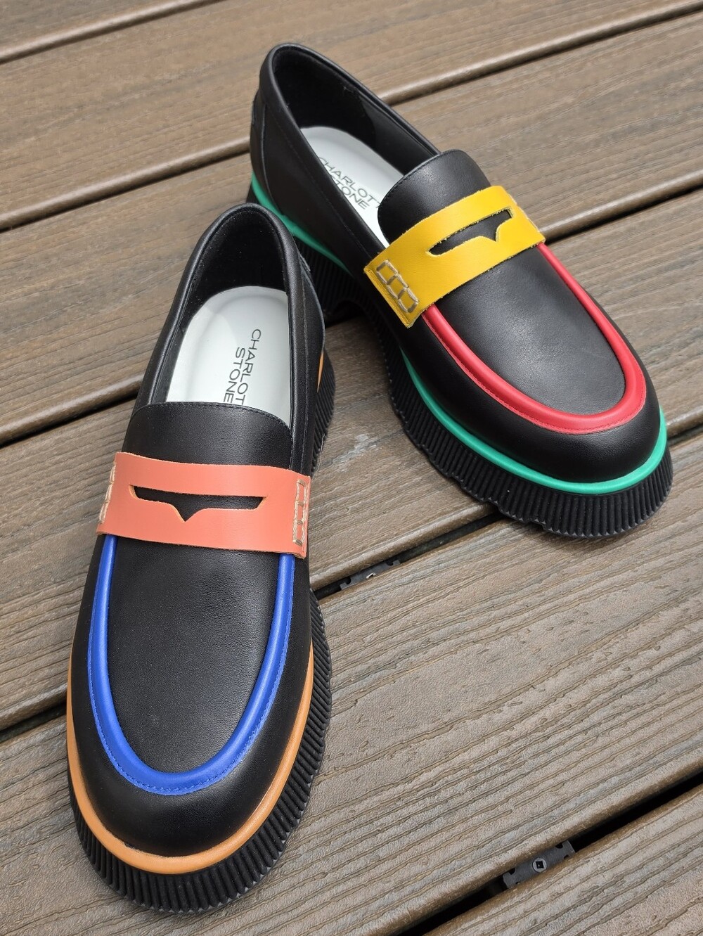 Charlotte Stone Adam Mismatched Lug Sole Penny Loafer Size 10 •LIKE NEW•